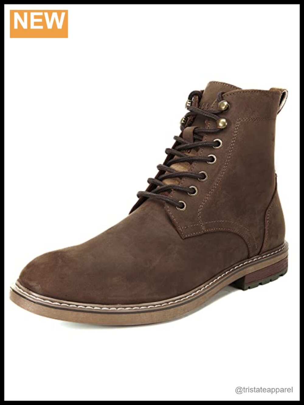 Men's Leather Lace Up Motorcycle Combat Boots Ankle High Cap Toe